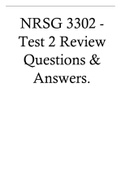 NRSG 3302 - Test 2 Review Questions & Answers..