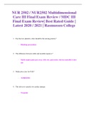 NUR 2502 / NUR2502 Multidimensional Care III Final Exam Review / MDC III Final Exam Review| Best Rated Guide | Latest 2020 / 2021 | Rasmussen College