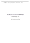 Change Management and Innovation – C208: Task #1 Student Name: Jade Smith March 8, 2020 Western Governor’s University