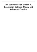 NR 501 Discussion 2 Week 4, Connection Between Theory and Advanced Practice