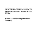 WALDEN UNIVERSITY | MIDTERM RETAKE | (2021) Advanced Pharmacology Exam Week 7 