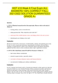 HIST 410 Week 8 Final Exam ALL ANSWERS 100% CORRECT FALL- 2021/2022 SOLUTION GUARANTEED GRADE A+