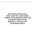 TEST BANK FOR HUMAN SEXUALITY IN A CHANGING WORLD, 10TH EDITION, SPENCER A. RATHUS, JEFF NEVID, JEFFREY S. NEVID, LOIS FICHNER-RATHUS