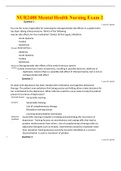 Exam (elaborations) NU239 NUR2488 Mental Health Nursing Exam 2/NUR2488 Mental Health Nursing Exam 2 (Latest 2021) ( 50 Verified Answers, Already graded A): Rasmussen College