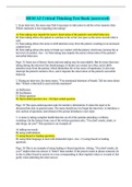 HESI A2 Critical Thinking Test Bank (answered) All possible questions, Distinction Level Assignment. Has everything.