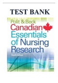 POLIT & BECK CANADIAN ESSENTIALS OF NURSING RESEARCH 4TH EDITION WOO TEST BANK ISBN-10:1496301463 ISBN-13:9781975109691