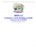 HESI A2 GRAMMAR, VOCAB, READING, & MATHS VERSION 2