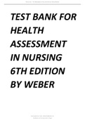 TEST BANK FOR HEALTH ASSESSMENT IN NURSING 6TH EDITION BY WEBER ALL CHAPTERS