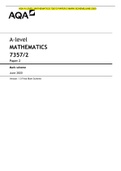 AQA A LEVEL MATHEMATICS PAPER 2 MARKING SCHEME 2020