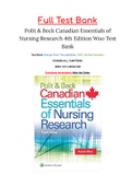 Polit & Beck Canadian Essentials of Nursing Research 4th Edition Woo Test Bank