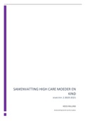 Samenvatting lesstof High Care moeder en kind 