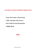 ATI RN MENTAL HEALTH PROCTORED EXAM (20 LATEST VERSIONS, 2021) / RN ATI MENTAL HEALTH PROCTORED EXAM / ATI RN PROCTORED MENTAL HEALTH EXAM (A BEST DOCUMENT FOR EXAM)