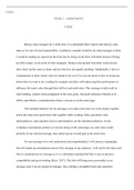 cgd218 Week2 Assignment.docx  CGD218  WEEK 2 - ASSIGNMENT UAGC  Being a sales manager for a retail store, it is substantial that I inspire and lead my sales team as it is my role and responsibility. Leading by example would be my ideal message to them. I 