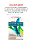 LEHNE’S PHARMACOTHERAPEUTICS FOR ADVANCED PRACTICE NURSES AND PHYSICIAN ASSISTANTS 2ND EDITION ROSENTHAL TEST BANK.