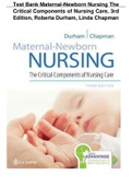 Test Bank Maternal-Newborn Nursing The Critical Components of Nursing Care, 3rd Edition, Roberta Durham, Linda Chapman