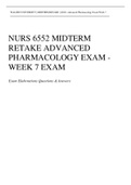 NURS 6552 MIDTERM RETAKE ADVANCED PHARMACOLOGY EXAM - WEEK 7 EXAM