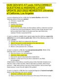 HUM GEN M10 ATI peds 100%CORRECT QUESTIONS & ANSWERS LATEST UPDATE 2021/2022 NEWEST!!!!! University of California, Los Angeles