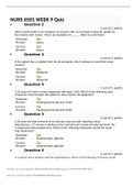 NURS 6501N Week 9 Quiz - Question and Answers - Set 4 NURS 6501 WEEK 9 Quiz with Answers 1. When insulin binds to its receptors on muscle cells, an increase in glucose uptake by the muscle cells occurs. This is an example of a _____ effect by a hormone.  