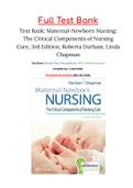 Maternal-Newborn Nursing: The Critical Components of Nursing Care 3rd Edition Durham Chapman Test Bank