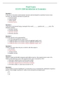 (Answered) Final Exams ECON 1580 Introduction to Economics Latest Fall 2022.