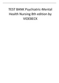 TEST BANK Psychiatric-Mental Health Nursing 8th edition by VIDEBECK (ALL CHAPTERS)