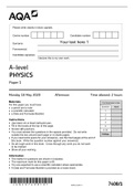 AQA A LEVEL PHYSICS PAPER 1 QP 2020