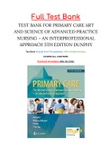 TEST BANK FOR PRIMARY CARE ART AND SCIENCE OF ADVANCED PRACTICE NURSING – AN INTERPROFESSIONAL APPROACH 5TH EDITION DUNPHY