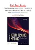 TEST BANK INTRODUCTION TO HEALTH RESEARCH METHODS 3RD JACOBSEN