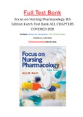 Focus on Nursing Pharmacology 8th Edition Karch Test Bank ALL CHAPTERS COVERED 2021