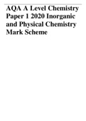 AQA A LEVEL 2020 CHEMISTRY PAPER 1 INORGANIC AND PHYSICAL CHEMISTRYMARK SCHEME(CERTIFIED ANSWERS 2020)/VERIFIED FOR SUCCESS 