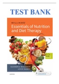 TEST BANK FOR WILLIAMS' ESSENTIALS OF NUTRITION AND DIET THERAPY, 12TH EDITION BY ELEANOR SCHLENKER AND JOYCE ANN GILBERT