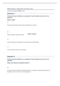 NR 512 week 2 quiz (100% correct solutions) | Download To Score An A Choose the best definition or example for the informatics key term in the question. What is Data? Processed information which places relationships in context Raw fact without meaning in 