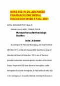 NURS 6521N-26 ADVANCED PHARMACOLOGY INITIAL DISCUSSION WEEK 9 FALL 2021|HIGHLY GRADED A+|DETAILED