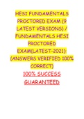 HESI FUNDAMENTALS PROCTORED EXAM (9 LATEST VERSIONS) /  FUNDAMENTALS HESI PROCTORED EXAM(LATEST-2021): (ANSWERS VERIFIED 100% CORRECT)