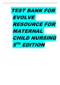 TEST BANK FOR EVOLVE RESOURCE FOR MATERNAL CHILD NURSING 5TH EDITION