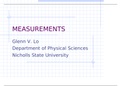 MEASUREMENTS Glenn V. Lo Department of Physical Sciences Nicholls State University