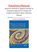 Research Methods in Applied Settings An Integrated Approach to Design and Analysis 3rd Edition Gliner Solutions Manual