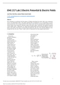 ENG 217 Lab 2 Electric Potential & Electric Fields With complete solution