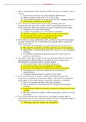 Exam (elaborations) PN3 Exam 1 (GRADED A) Questions and Answer Solutions | 100% Verified. 1. Which assessment data would prohibit the use of imagery with a client? 1. No previous history of using imagery techniques 2. States anxiety level of 6 on a 0–10 s