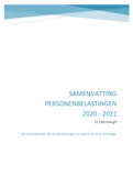 Samenvatting Personenbelasting 2020-2021