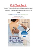 Bates’ Guide To Physical Examination and History Taking 13th Edition Bickley Test Bank