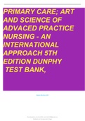 TEST BANK FOR PRIMARY CARE ART AND SCIENCE OF ADVANCED PRACTICE NURSING – AN INTERPROFESSIONAL APPROACH 5TH EDITION DUNPHY