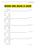 BIOM 500 QUIZ 1 - 8 FULL TEST SOLUTION 2020 WITH ALL CORRECT QUESTIONS AND  ANSWERS (A GRADED)