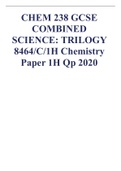 CHEM 238 GCSE COMBINED SCIENCE: TRILOGY 8464/C/1H Chemistry Paper 1H Qp 2020