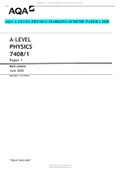 AQA A LEVEL PHYSICS MARKING SCHEME PAPER 1 2020| 2022 update  100% correct