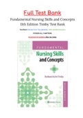 Fundamental Nursing Skills and Concepts 11th Edition Timby Test Bank