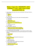 Week 7 Quiz ALL ANSWERS 100% CORRECT FALL-2022 SOLUTION GUARANTEED A+