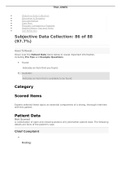 Exam (elaborations) Tina Jones Subjective Data.  Objective Data Collection  Education & Empathy  Documentation  Care Plan  Program Competency Progress  Health History Tips and Tricks  Self-Reflection Subjective Data Collection: 86 of 88 (97.7%) Hov