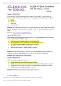 Exam (elaborations) NUR 108 NCLEX-RN Style Questions: Module 7 evaluate estion 1: Multiple Choice During delegation, the RN considers whether the assignment that needs to be done requires the assessment skills of the RN to be performed safely. This exempl