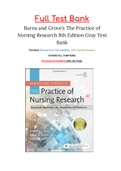 Burns and Grove’s The Practice of Nursing Research 8th Edition Gray Test Bank